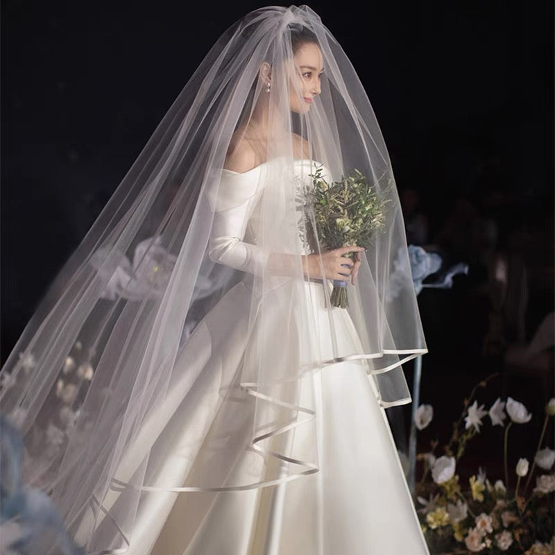 Satin-Trimmed Veil