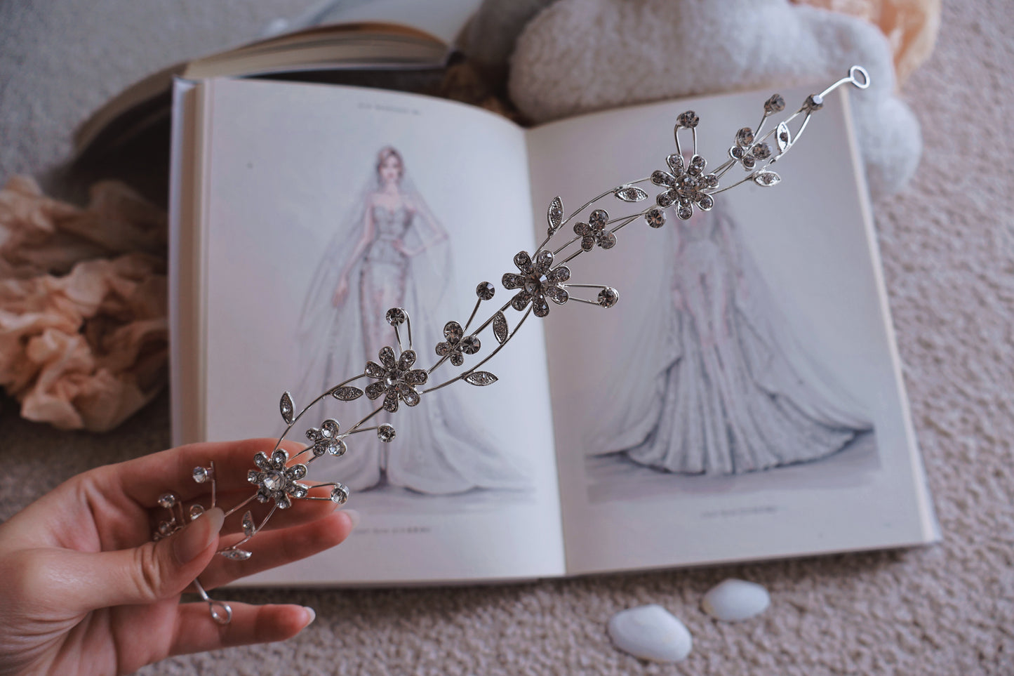 Petal Cascade Bridal Headpiece