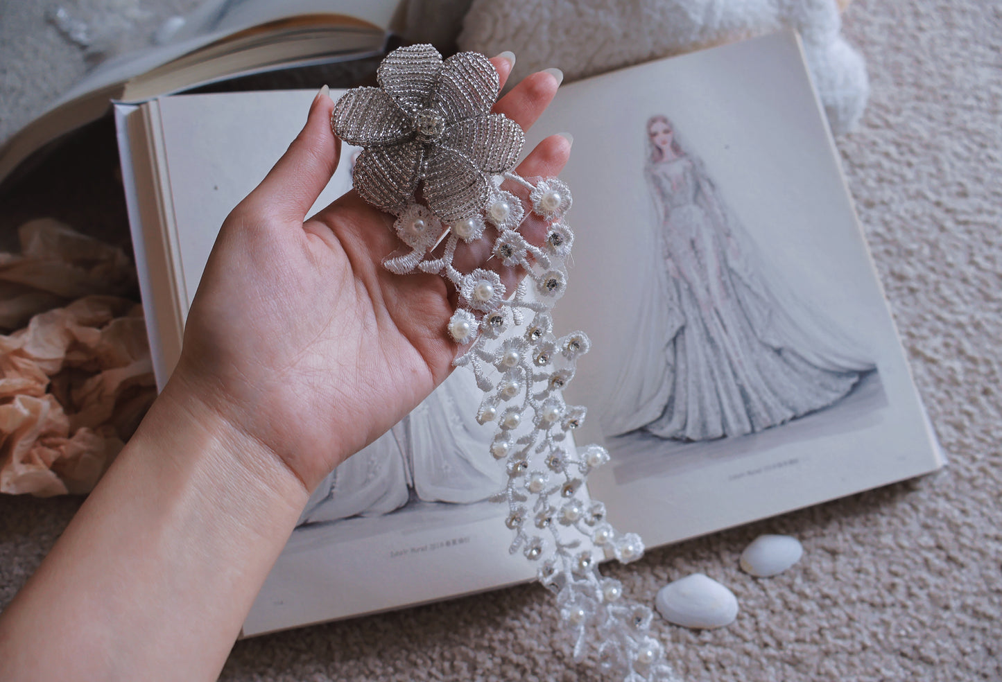 Cascading Lace Bridal Headpiece