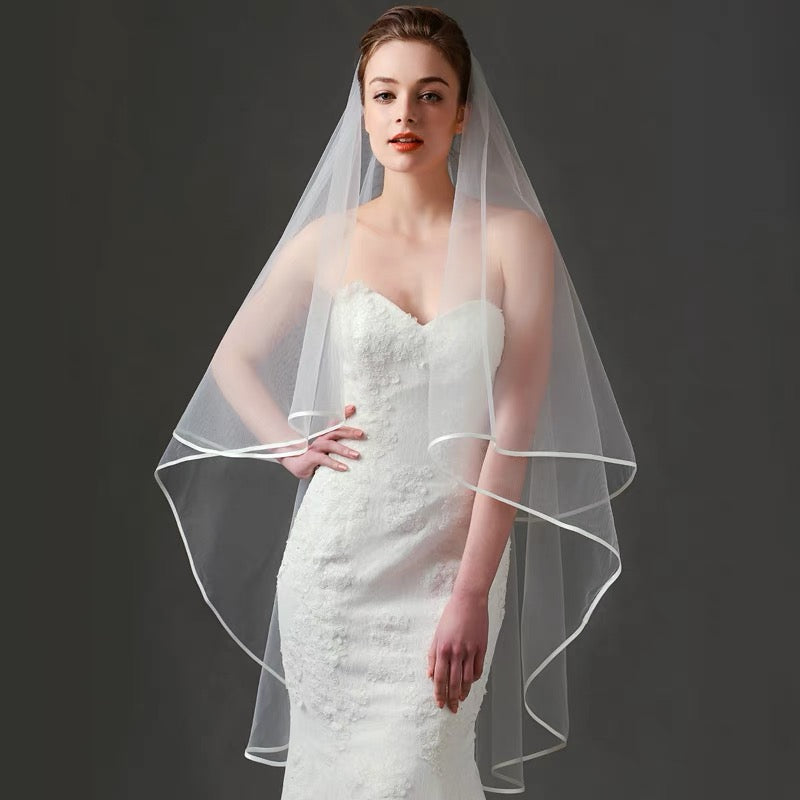 Satin-Trimmed Veil