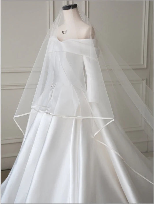 Luxury Satin-Trimmed Veil