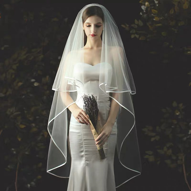 Satin-Trimmed Veil